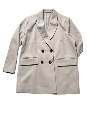 Womens Double-Breasted soft Blazer in Light Beige